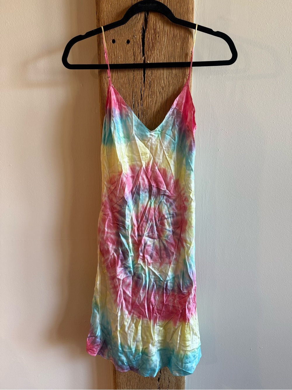Dannijo Silk Multi Tie Dye Mini Slip Dress in Pastel Rainbow